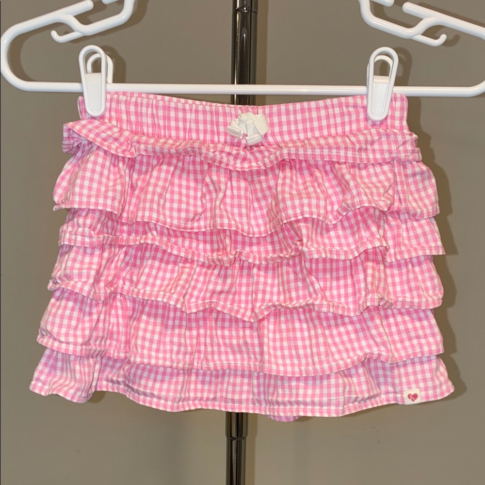 Hatley Girls' Pink Checkered Ruffle Tiered Skirt